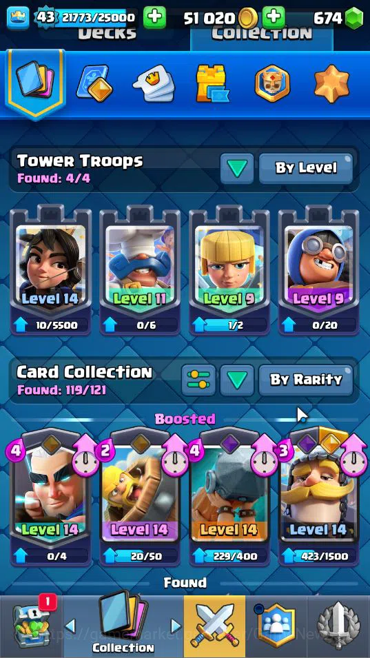 Clash Royale Accounts Lv 43|Trophy 8592|KTL 14|Limited Skin|Card 119|1 H image 12