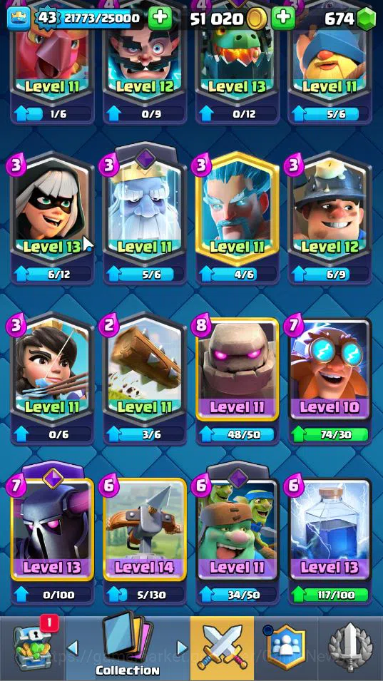 Clash Royale Accounts Lv 43|Trophy 8592|KTL 14|Limited Skin|Card 119|1 H image 14