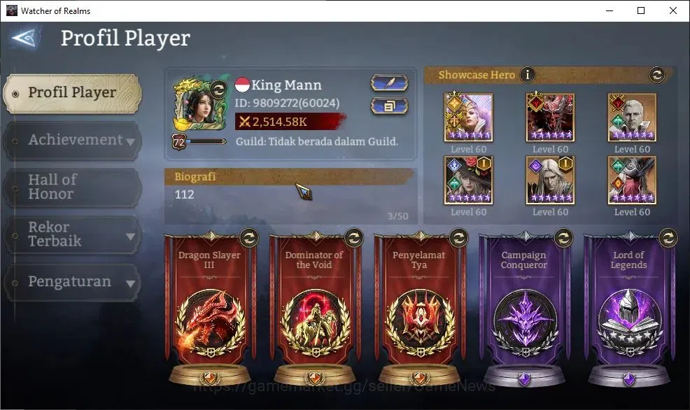 Watcher of Realms Accounts GLOBAL 60x|Lv 72|2,5M Power|8 Lord[Ingrid,Valderon image 2