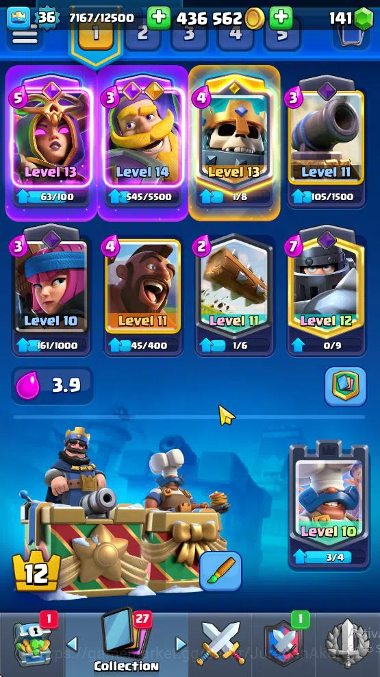 Clash Royale Accounts Midgame Lvl 36|Trophy 7280|KTL 12|Limited Skin|Card 121| 1 Hero 5 EVO 8 Champ 21 Legendary 33 Epic,30 3