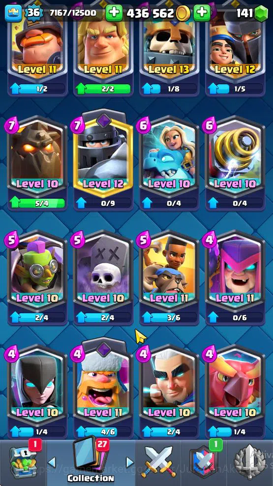 Clash Royale Accounts Midgame Lvl 36|Trophy 7280|KTL 12|Limited Skin|Card 121| 1 Hero 5 EVO 8 Champ 21 Legendary 33 Epic,30 5