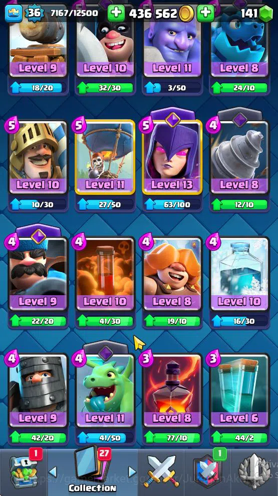 Clash Royale Accounts Midgame Lvl 36|Trophy 7280|KTL 12|Limited Skin|Card 121| 1 Hero 5 EVO 8 Champ 21 Legendary 33 Epic,30 7