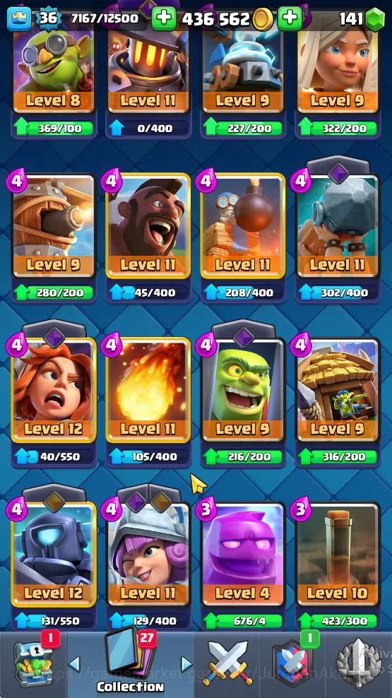 Clash Royale Accounts Midgame Lvl 36|Trophy 7280|KTL 12|Limited Skin|Card 121| 1 Hero 5 EVO 8 Champ 21 Legendary 33 Epic,30 9