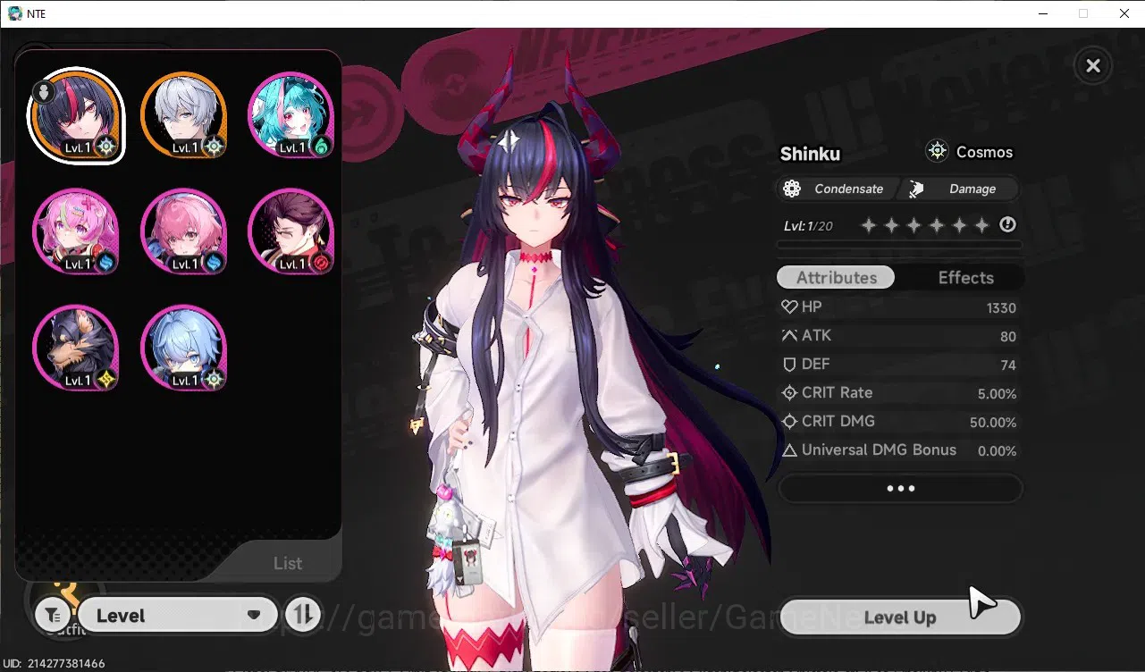 Neverness to Everness Accounts Global SEA|HL 3|1 Limited Shinku|2 Char Selector|Overcast&Underboss Glider|Selector On|Male 1