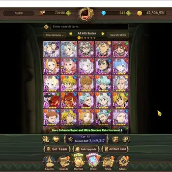 The Seven Deadly Sins: Grand Cross Accounts Others Global|3.1M CC|2LR+4UR Full Collab Gachiakuta+Rezero|MerlinEscanor