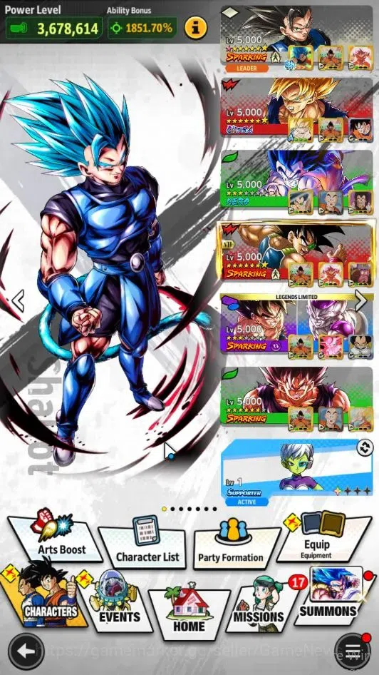 Dragon Ball Legends Accounts 372M TotalPwr|LV159|5 UL+2 LR+12 LL|SS 3 Goku Mini image 2