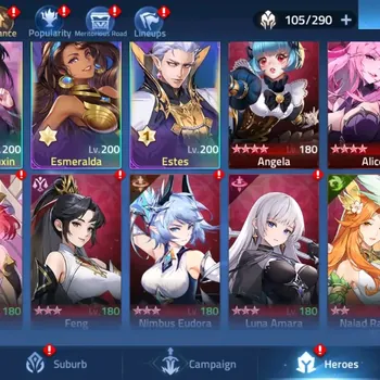 Mobile Legends: Adventure Accounts Global 750xx|Lv.85|7580K Power|Camp 45-6|Vip 7|105 Hero|3 Awaken|2 UR|64 SSR|2