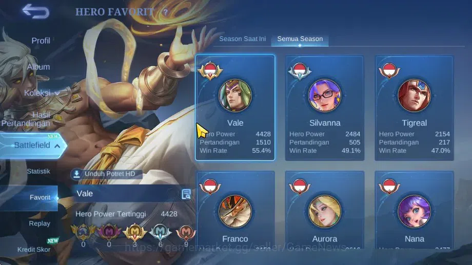 Mobile Legends: Bang Bang Accounts Hero 101|Skin 133|High Glory 51|CC Nata,Lightborn  image 4