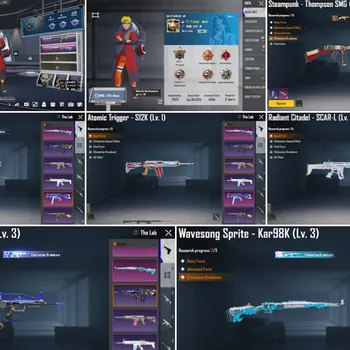 PUBG Mobile Accounts #153 | Lv 58 - 63 SET | THOMPSON SMG STEAMPUNK MAX | QBZ DIGITAL MIRAGE LV3 | 8 WEAPON LAB 4 KILL