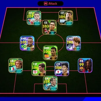 eFootball Accounts Legends & Iconic Players eFootball 2026 | 3187 Strength | 105 Neymar | 105 GK | 104+ CF | Premium Squad
