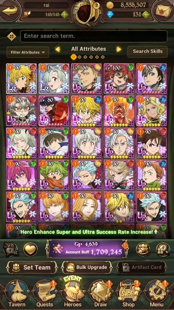 The Seven Deadly Sins: Grand Cross Accounts Endgame Global|1.7M Power|131 1