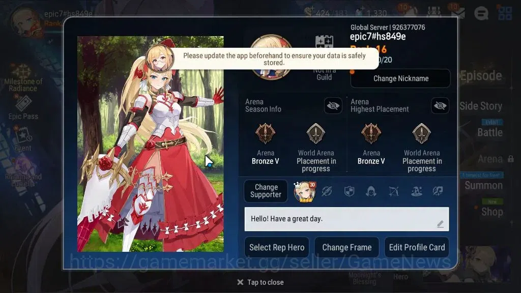 Epic Seven Accounts GLOBAL Unverif|New Era|3 ML(RhianaLuciel,BysHwayou image 2