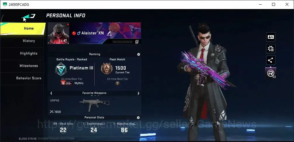 Blood Strike Accounts Rare Skin ASIA|ETERNAL M4A1 Blight Embrace|Ultra [Vector Flame Vox,Fal Warrior,QBZ95 2