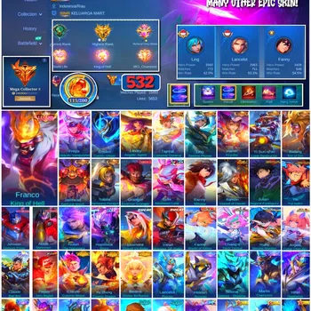 Mobile Legends: Bang Bang Collector #3705 532 Skins | 3 Legends | 7 Collectors | Neobe image 1