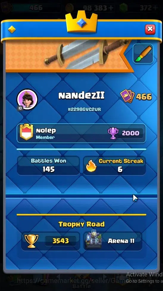 Clash Royale Accounts Lv 466|KTL 10|Trophy 3543|Card 60|Limited Skin|1 H image 3