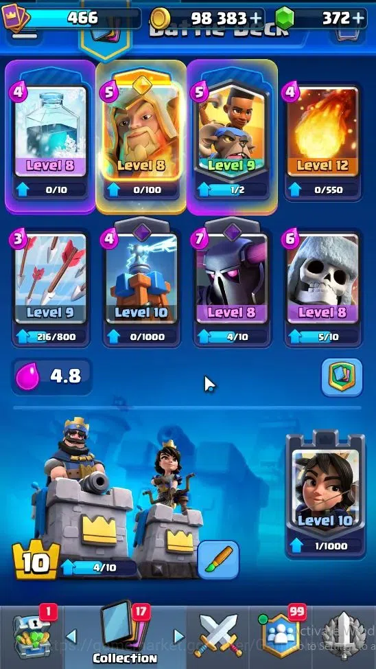 Clash Royale Accounts Lv 466|KTL 10|Trophy 3543|Card 60|Limited Skin|1 H image 4