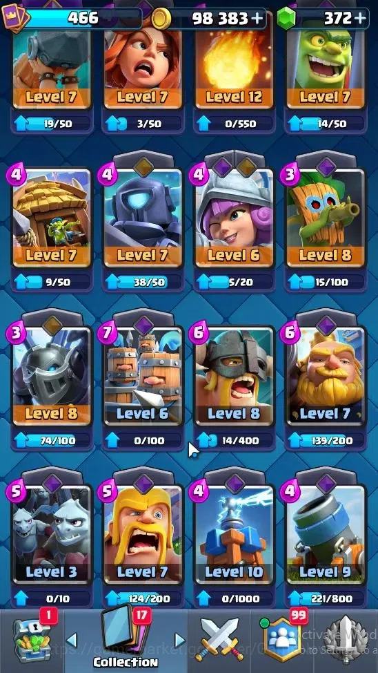 Clash Royale Accounts Lv 466|KTL 10|Trophy 3543|Card 60|Limited Skin|1 H image 7