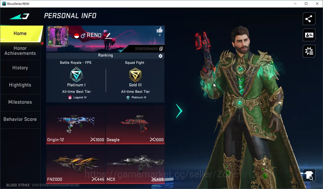 Blood Strike Accounts Rare Skin ASIA|1 ETERNAL: Desert Eagle-Scorpius|2 TR GUNS|1 LIMITED GUN|1 ULTRA GUN|3 ULTRA 1