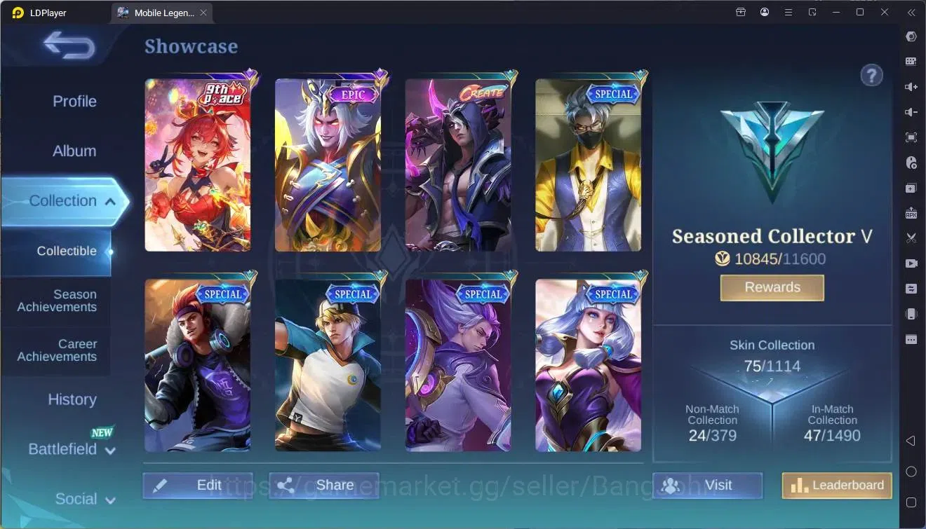 Mobile Legends: Bang Bang Accounts Global|Hero 65|Skin 75|Seasoned|9th Fanny|Epic Khu image 2