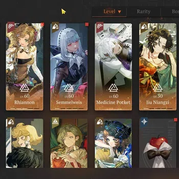 Reverse: 1999 Accounts Midgame GLOBAL|Lv 58|17 (*6 Crew) 4 Limited|Nautika P5,Rhianon P3,Jiu Niangzi P1,Anjo