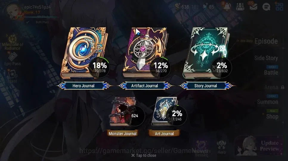 Epic Seven Accounts Starter GLOBAL Unverif|New Era|2 ML(Salome, AElena)+ Charles, Fenne, Elena, Aki, Iseria|PoH+Bless 3