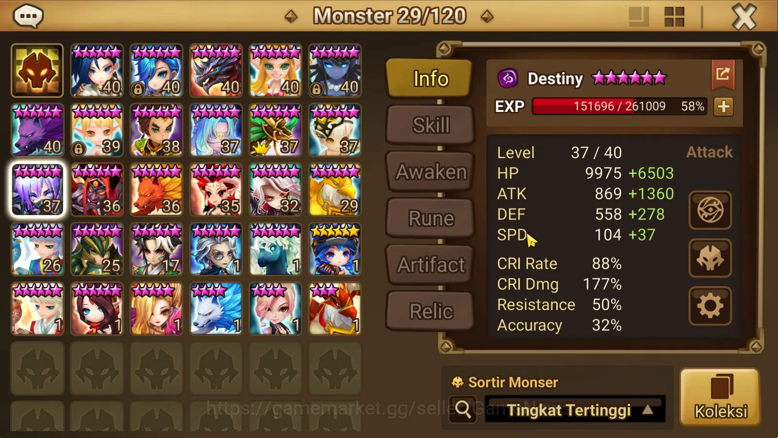 Summoners War: Sky Arena Accounts Starter GLOBAL Lv32|Frees Starter1 LD[Destiny]|16Total 9