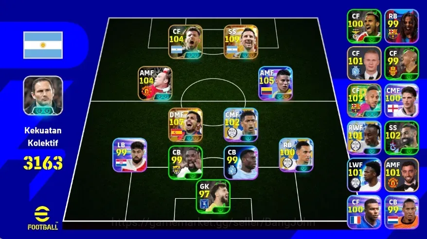 eFootball Accounts Legends & Iconic Players Android|PW 3163|Big time Lionel Messi + Rodri,James Rodriguez Show T,PE 1