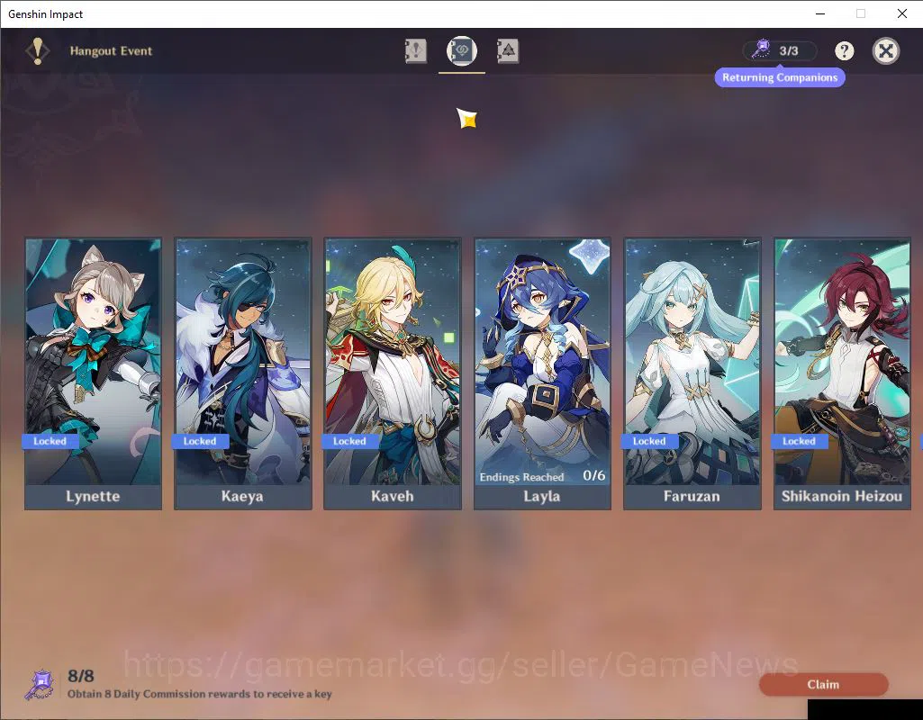 Genshin Impact Accounts ASIA|AR 56| 7 Limited +2(*5Weapon)|Arlecchino,Furi image 12