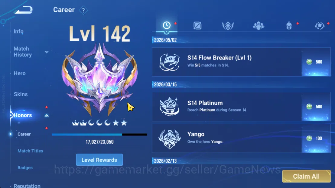 Honor of Kings Accounts Hero112 Skin255|Mythic Diaochan,Nobility ConsortYu image 6
