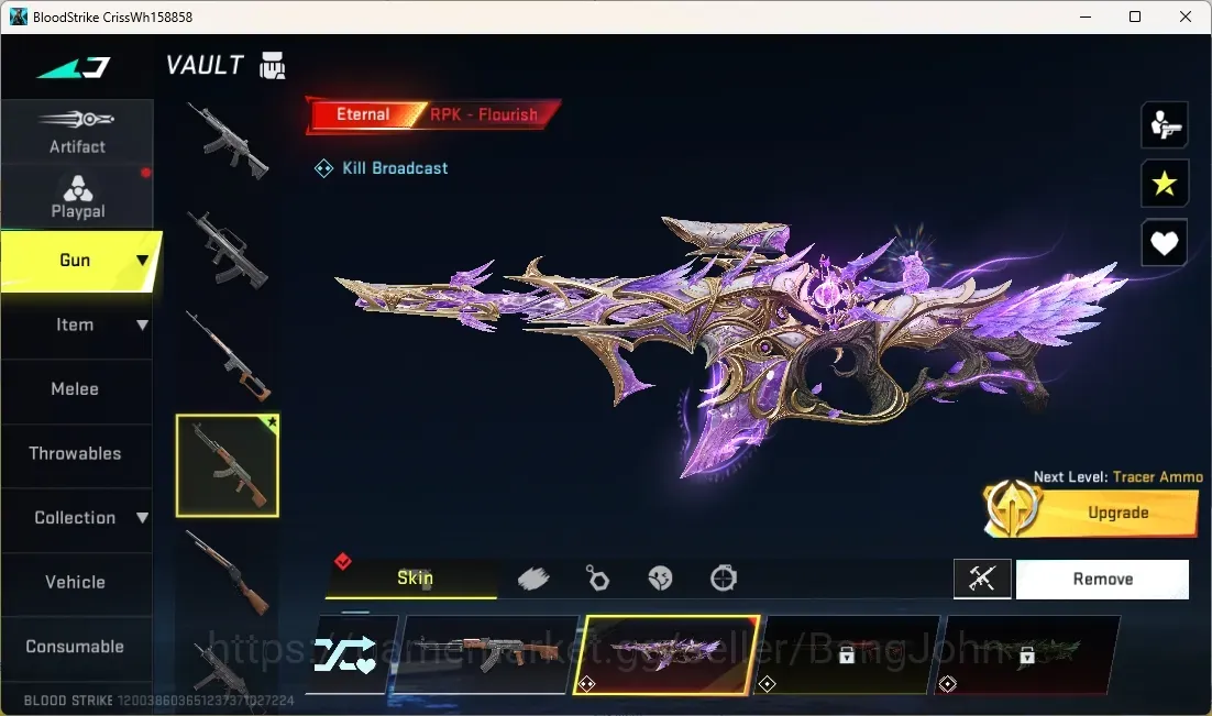 Blood Strike Accounts Others ASIA|Eternal Gun RPK-Flourish|1 Limited Gun|2 Ultra Gun|3 Legendary Gun|1 Legendary Melee|Check 1