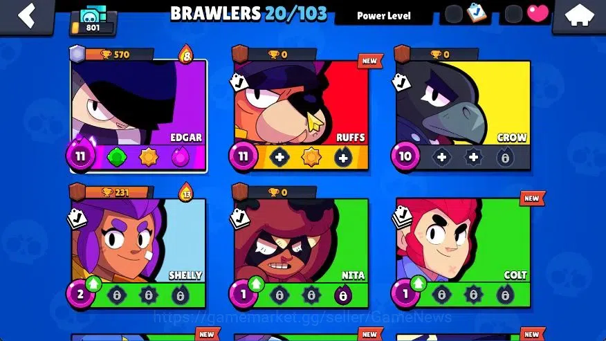 Brawl Stars Accounts 801 Trophy|20 Brawlers 2 Max Lvl (Edgar,Ruffs)Lege image 5