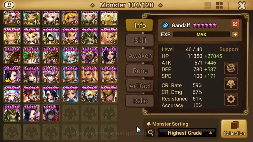 Summoners War: Sky Arena Accounts ASIA Lv100|5LD[Giana,Cadiz,Etc]|105 Total NB5[Gand image 12