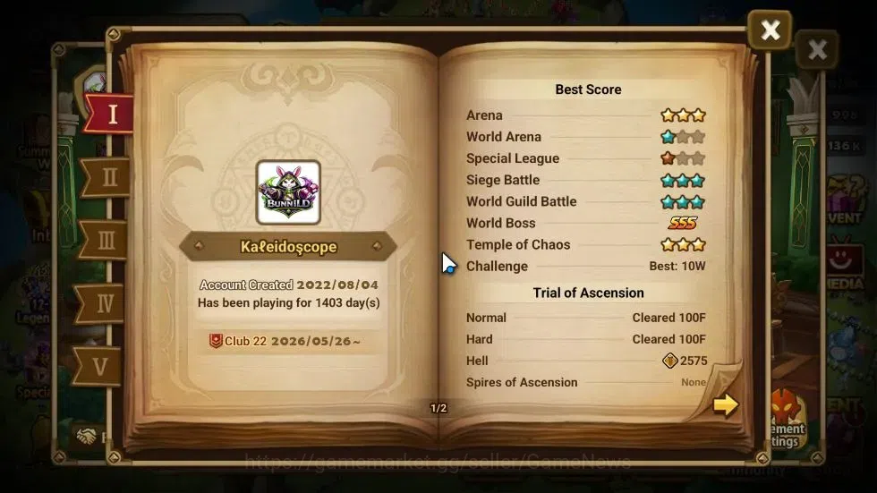 Summoners War: Sky Arena Accounts ASIA Lv100|5LD[Giana,Cadiz,Etc]|105 Total NB5[Gand image 5