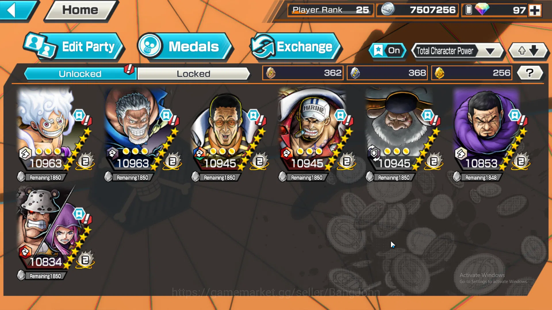 One Piece Bounty Rush Accounts GLOBAL | many ex, four emperor luffy, borsalino, a image 3