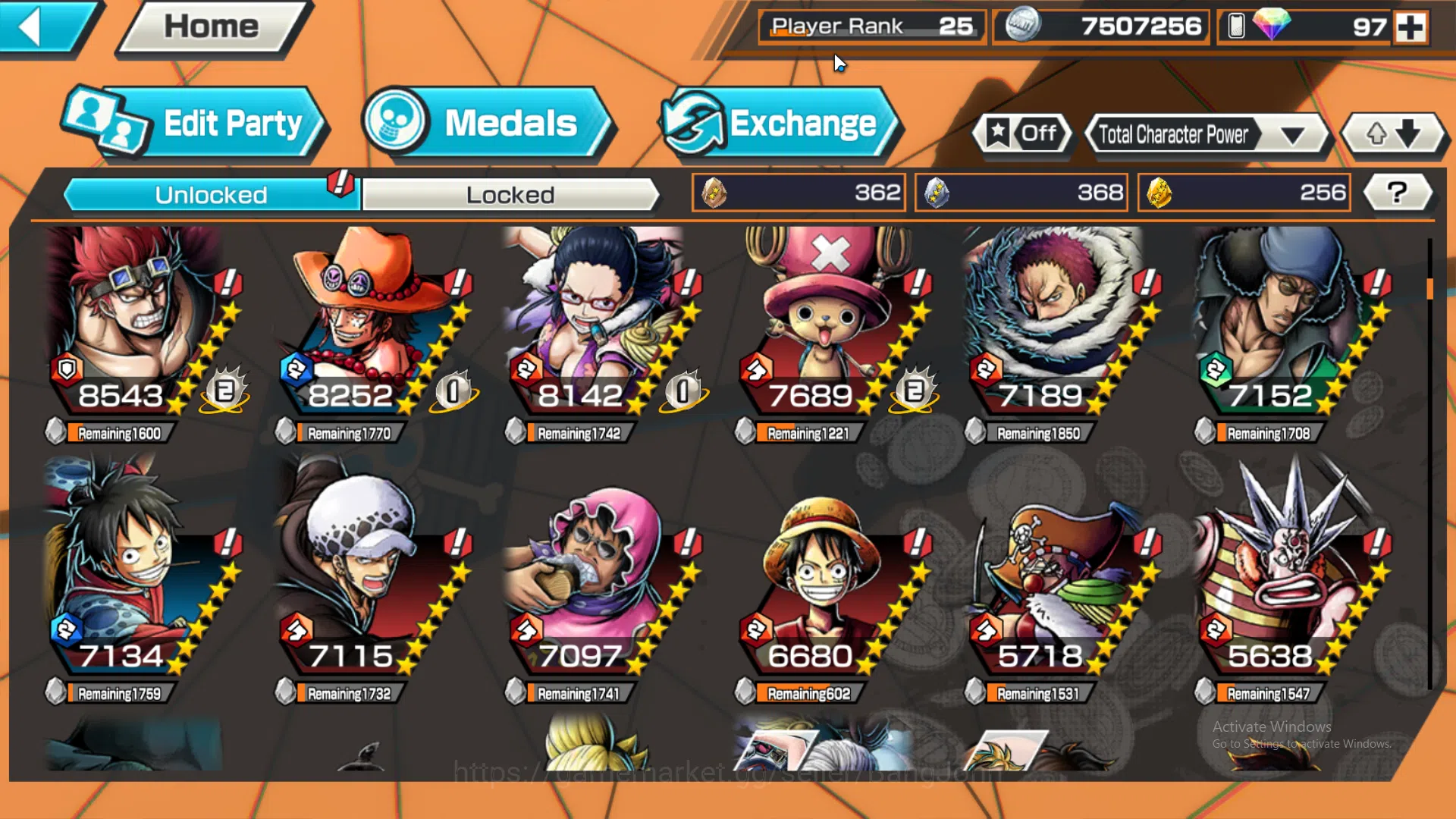 One Piece Bounty Rush Accounts GLOBAL | many ex, four emperor luffy, borsalino, a image 6