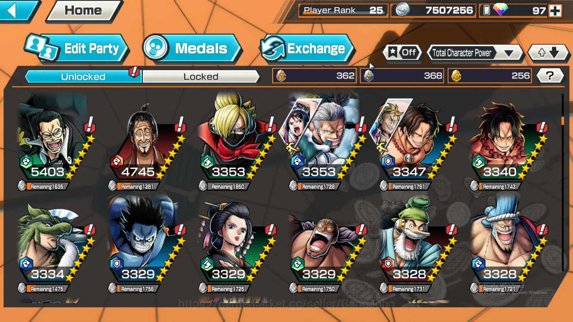 One Piece Bounty Rush Accounts GLOBAL | many ex, four emperor luffy, borsalino, a image 7