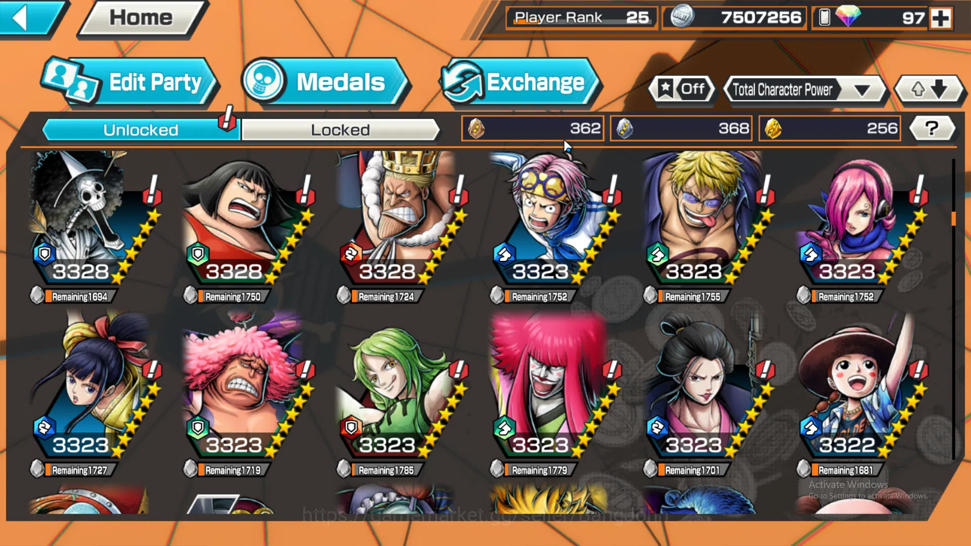 One Piece Bounty Rush Accounts GLOBAL | many ex, four emperor luffy, borsalino, a image 8