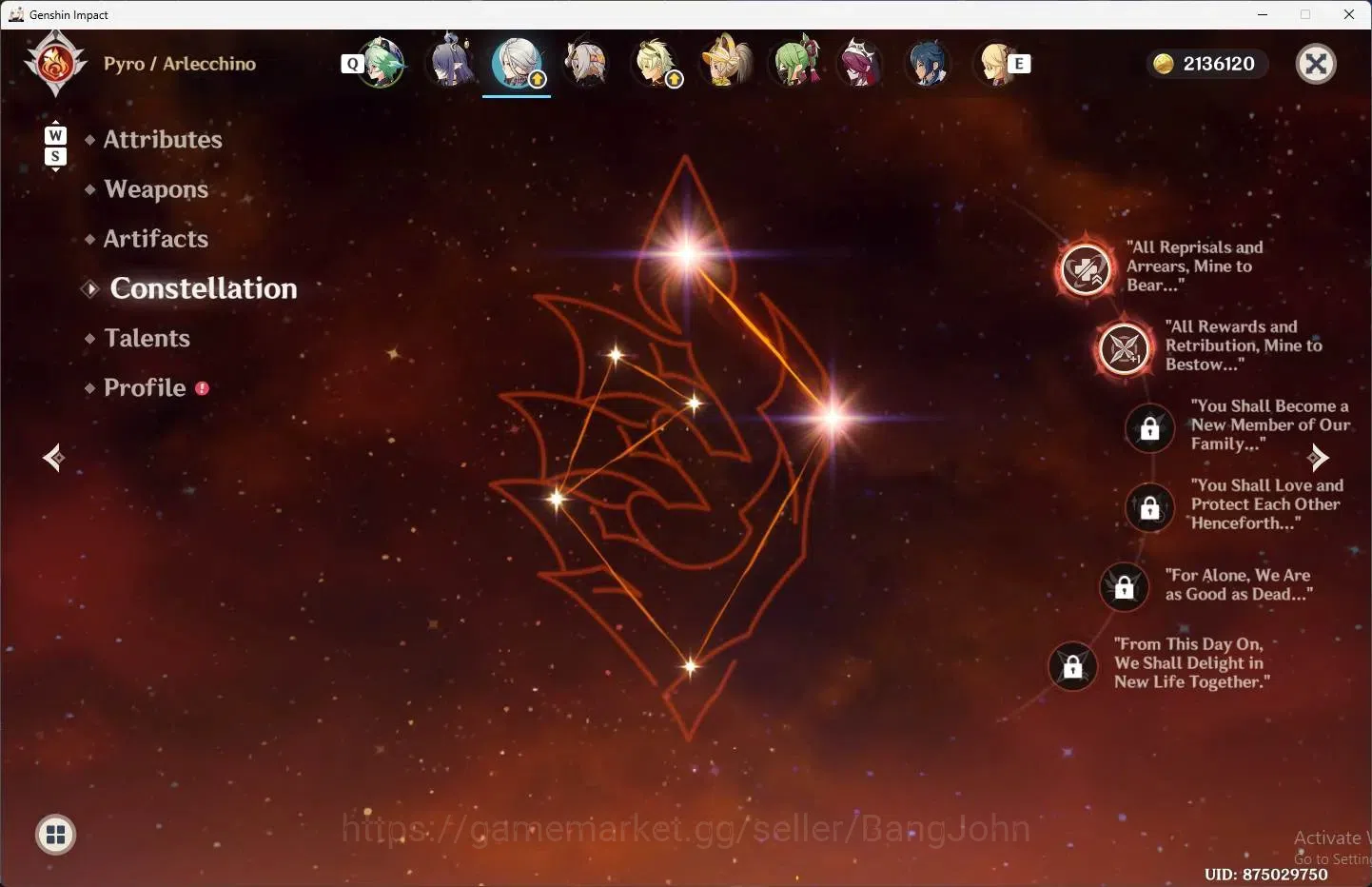 Genshin Impact Accounts Mid Game ASIA |AR 55|3 Limit+ 4 Charstd|Limit(Lauma,Arlecchino C2+Sign)|STD 5