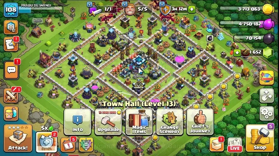Clash of Clans Accounts High-End Lv 108|TH 13 BH 6|LV 108|HH 7|Limited Skin|BK 40,AQ 37,GW 21,MP 26,RC 24,DD 8|BM 5|1652 1