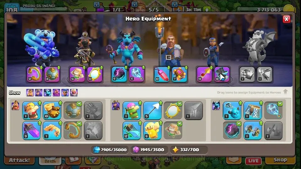 Clash of Clans Accounts High-End Lv 108|TH 13 BH 6|LV 108|HH 7|Limited Skin|BK 40,AQ 37,GW 21,MP 26,RC 24,DD 8|BM 5|1652 14