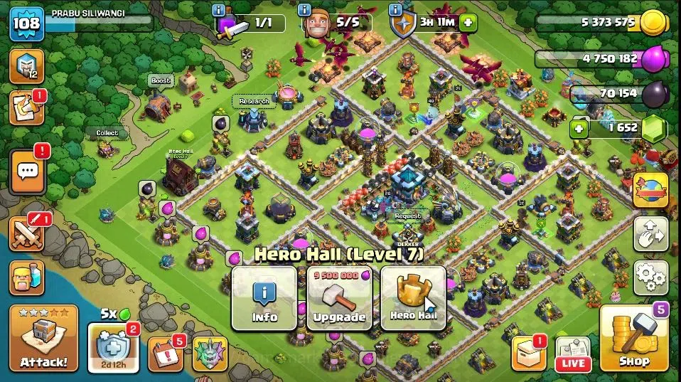 Clash of Clans Accounts High-End Lv 108|TH 13 BH 6|LV 108|HH 7|Limited Skin|BK 40,AQ 37,GW 21,MP 26,RC 24,DD 8|BM 5|1652 15
