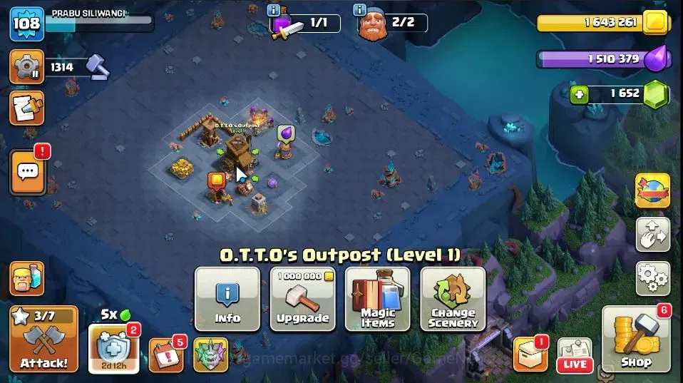 Clash of Clans Accounts High-End Lv 108|TH 13 BH 6|LV 108|HH 7|Limited Skin|BK 40,AQ 37,GW 21,MP 26,RC 24,DD 8|BM 5|1652 17
