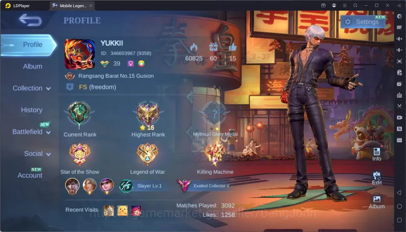 Mobile Legends: Bang Bang Accounts Collector Global |Exalted|Legend Franco,Layla,GS|AOT Fanny|SV Amon|KOF 1