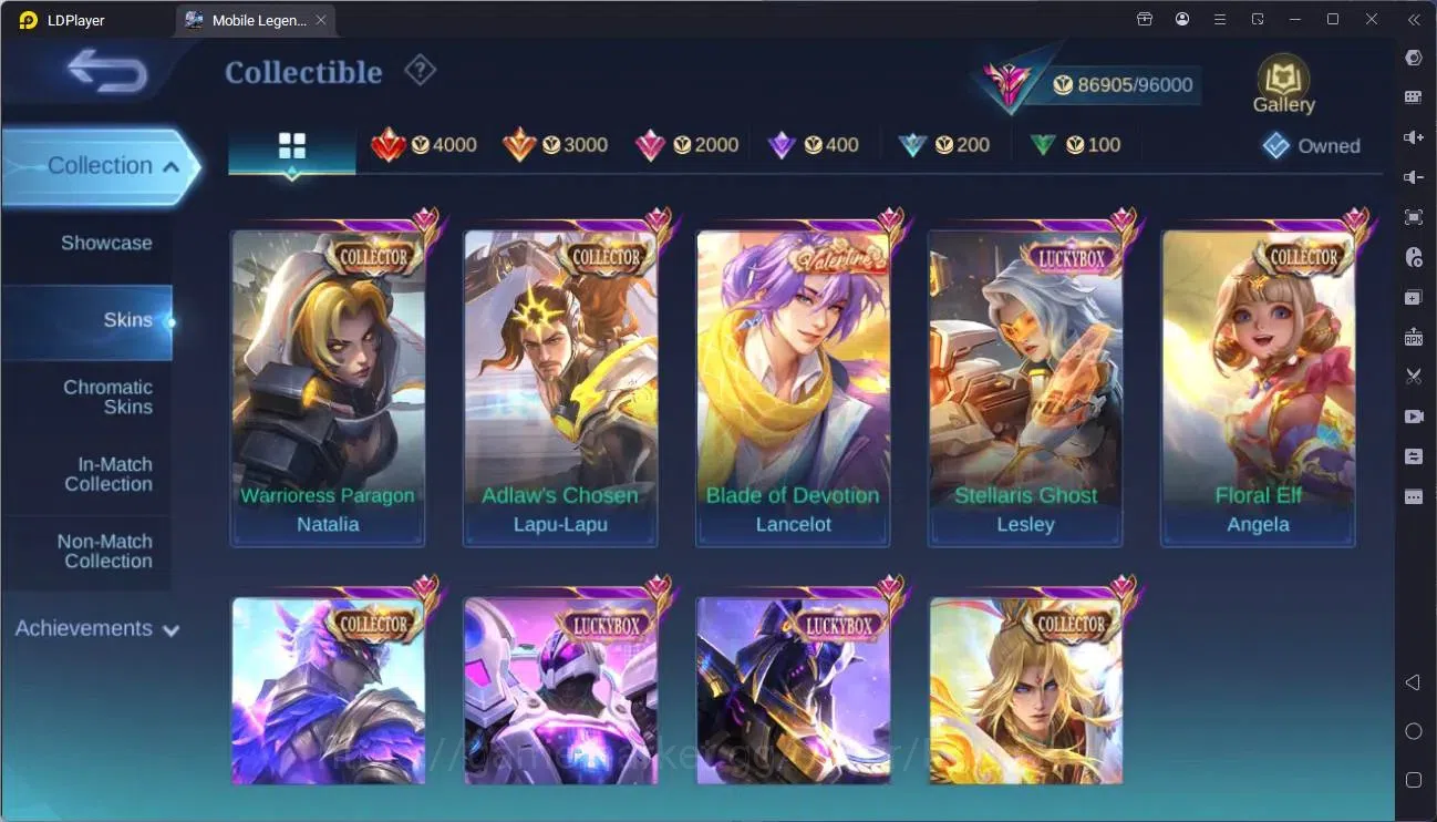 Mobile Legends: Bang Bang Accounts Collector Global |Exalted|Legend Franco,Layla,GS|AOT Fanny|SV Amon|KOF 10