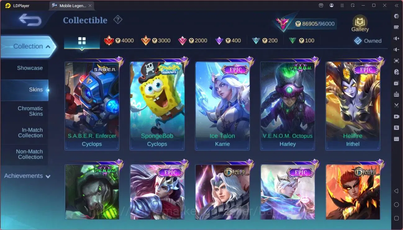 Mobile Legends: Bang Bang Accounts Collector Global |Exalted|Legend Franco,Layla,GS|AOT Fanny|SV Amon|KOF 13