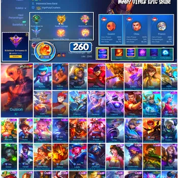 Mobile Legends: Bang Bang Accounts Collector #4305 260 Skins | Gusion K' (KOF) | Aurora Kula Diamond (KOF) | Karina Leona