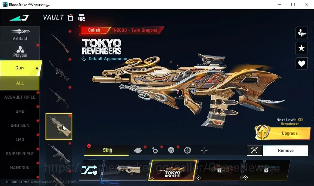 Blood Strike Accounts Collab Skin ASIA|Collab TokRev FN2000 Twin Dragon|6 Ultra AUG Flame Lv4,MXC Meltdown Lv3,Galil 1