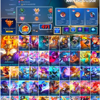 Mobile Legends: Bang Bang Accounts #4614 491 Skins | Franco King of Hell (LEGEND) | Johnson Sovereign of Realms (LEGEND