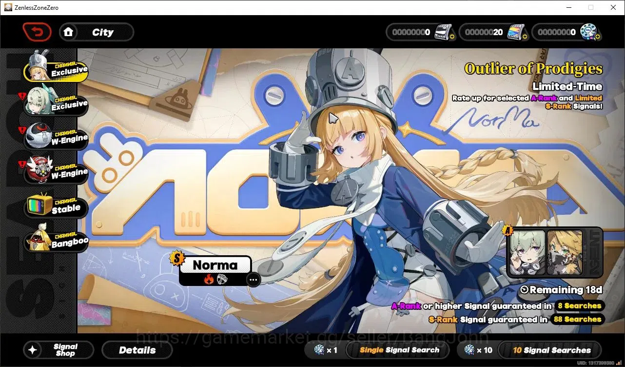 Zenless Zone Zero Accounts Starter ASIA | 1 Limit(Ye Shunguang)+sign,8 A-Class Lv.10|1 S-Rank Bangboo|Mc Wise| All Unset 8