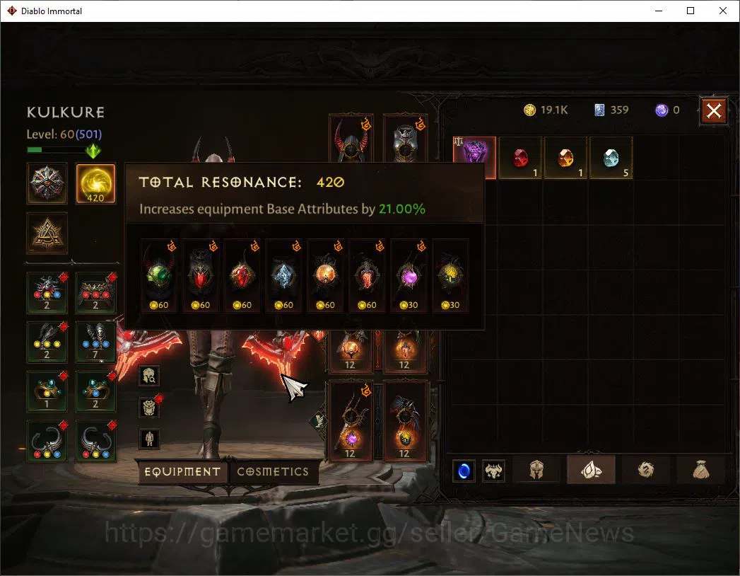 Diablo Immortal Accounts NA-High Heaven|CS ON|Lv60(501)|Demon Hunter|CR 33k image 11